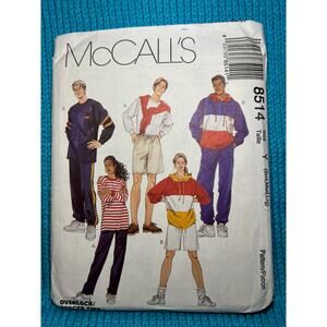 McCalls 8514 Sewing pattern hoodie pants size S M L